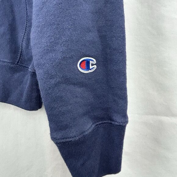 VTG Champion Reverse Weave Women's Small Blue Sweatshirt 90s Spellout Logo Y2K - Picture 2 of 6